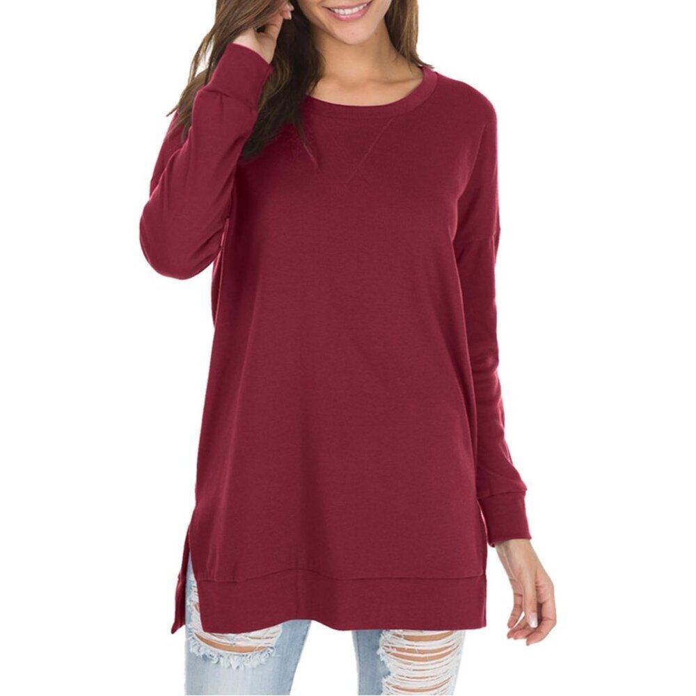 Women’s Fall Long Sleeve Pullover Tunic Casual Loose Top Sizes X-Large